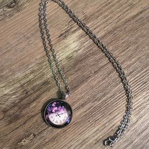 Clock Pendant - 24 Inch Silver Color Chain